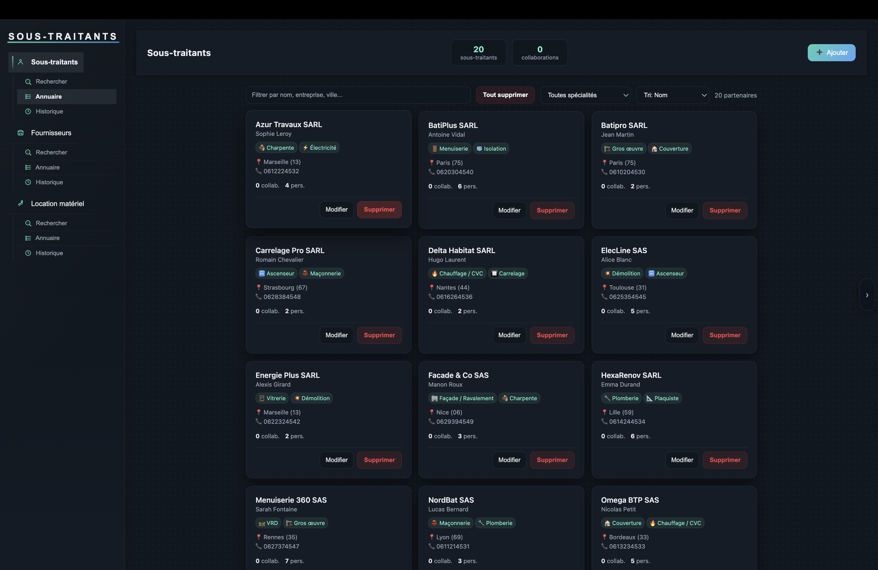 Sous-traitants — Annuaire