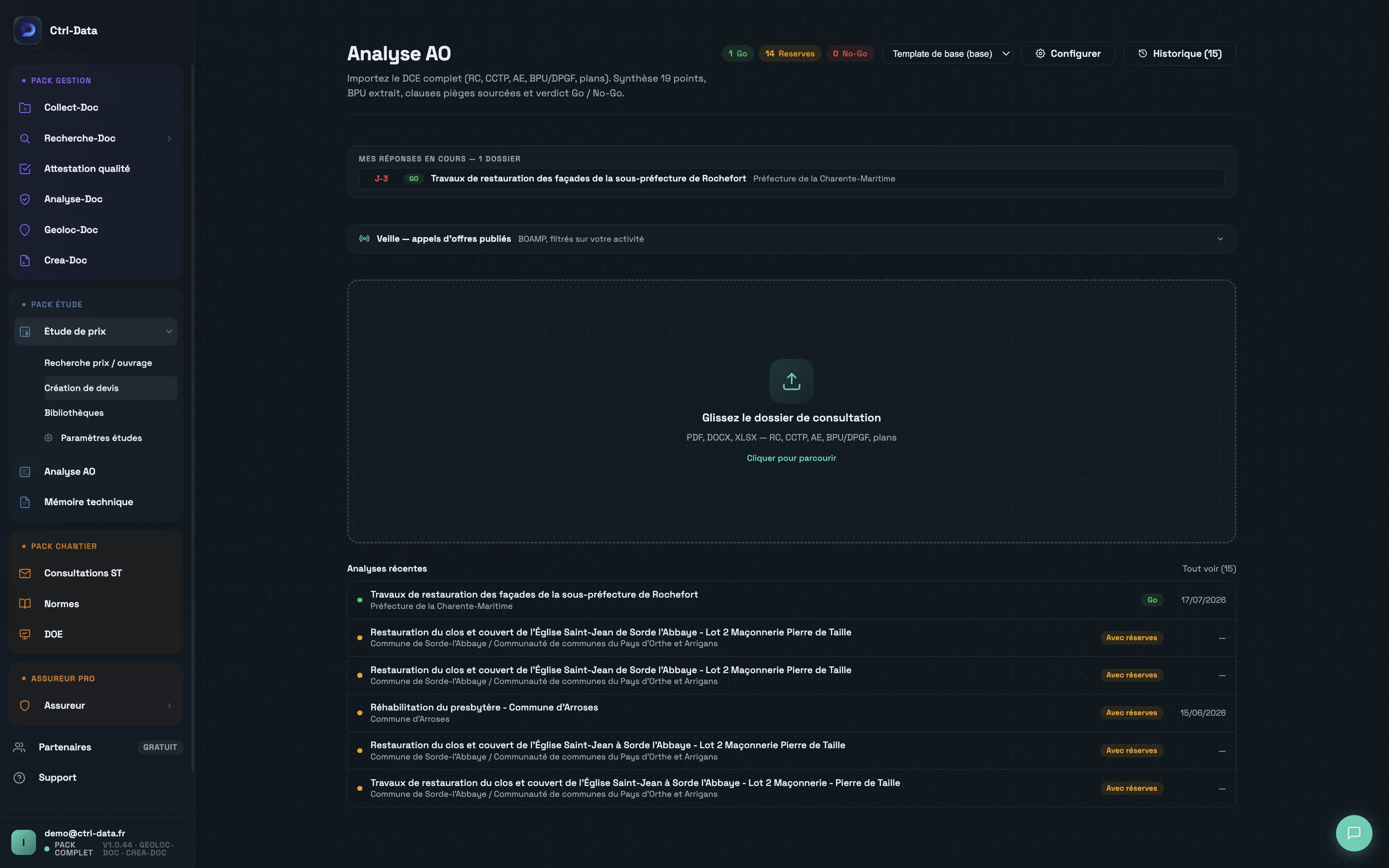 Analyse d'appel d'offres dans Ctrl-Data