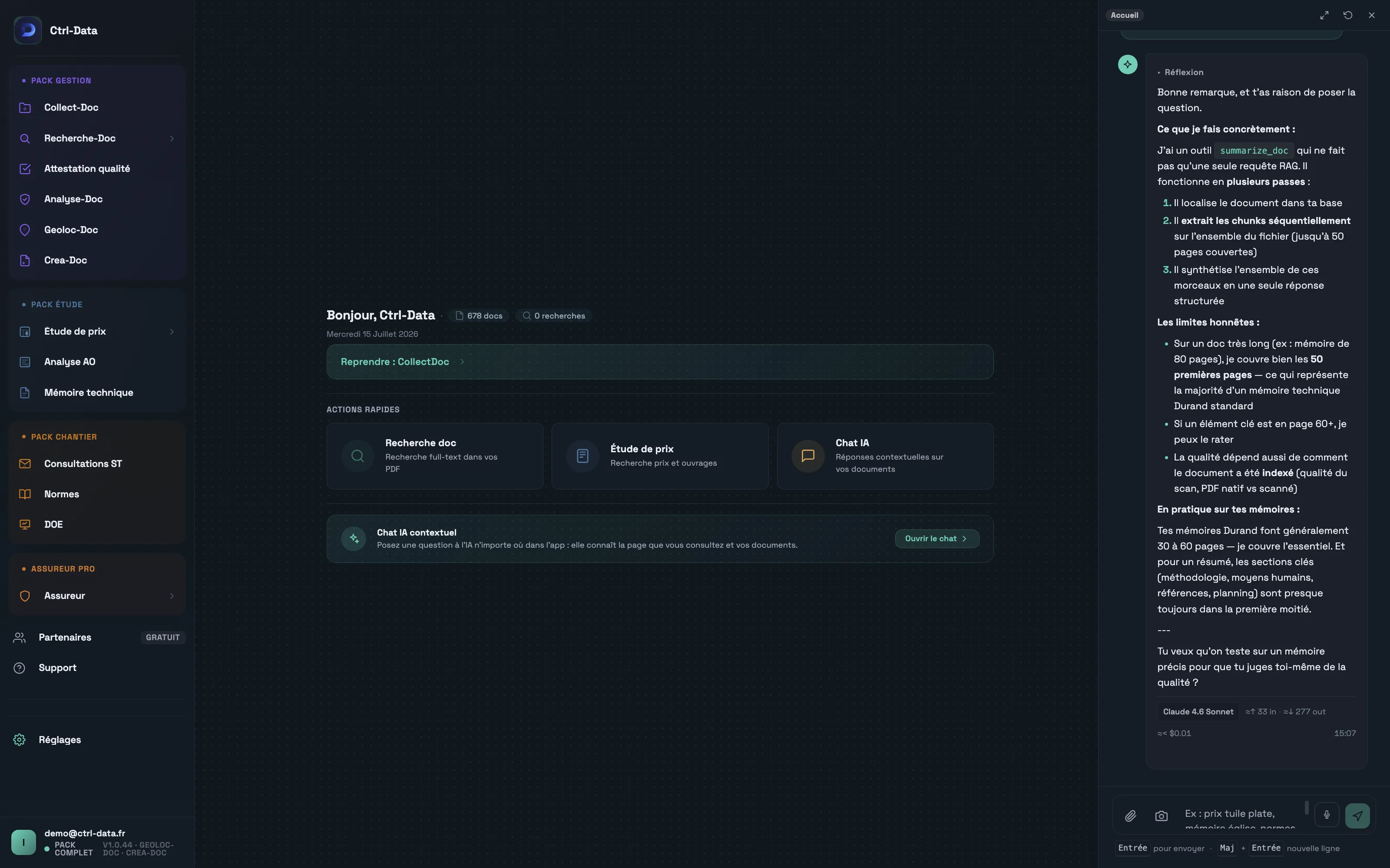 Chat IA contextuel